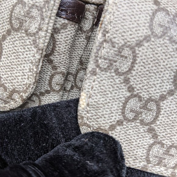 GUCCI PVC Beige & Dark Brown Two Pocket Tote Bag - Picture 6 of 16